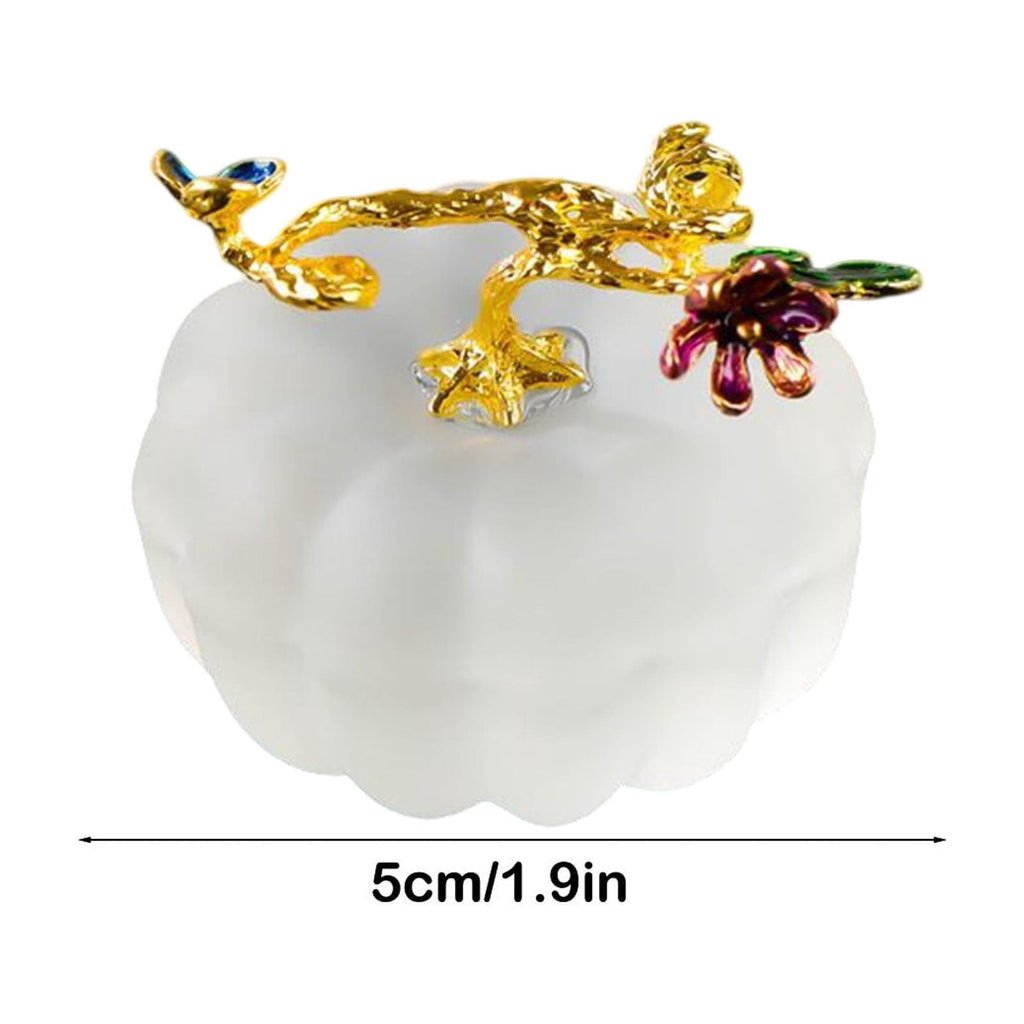 Chanana Mini Crystal Pumpkin Collectible Figurines, Hand Blown Glass Pumpkin Figurine, Glass Paperweight Tabletop Decorative Ornaments for Fall Harvest Thanksgiving Halloween Home Decor