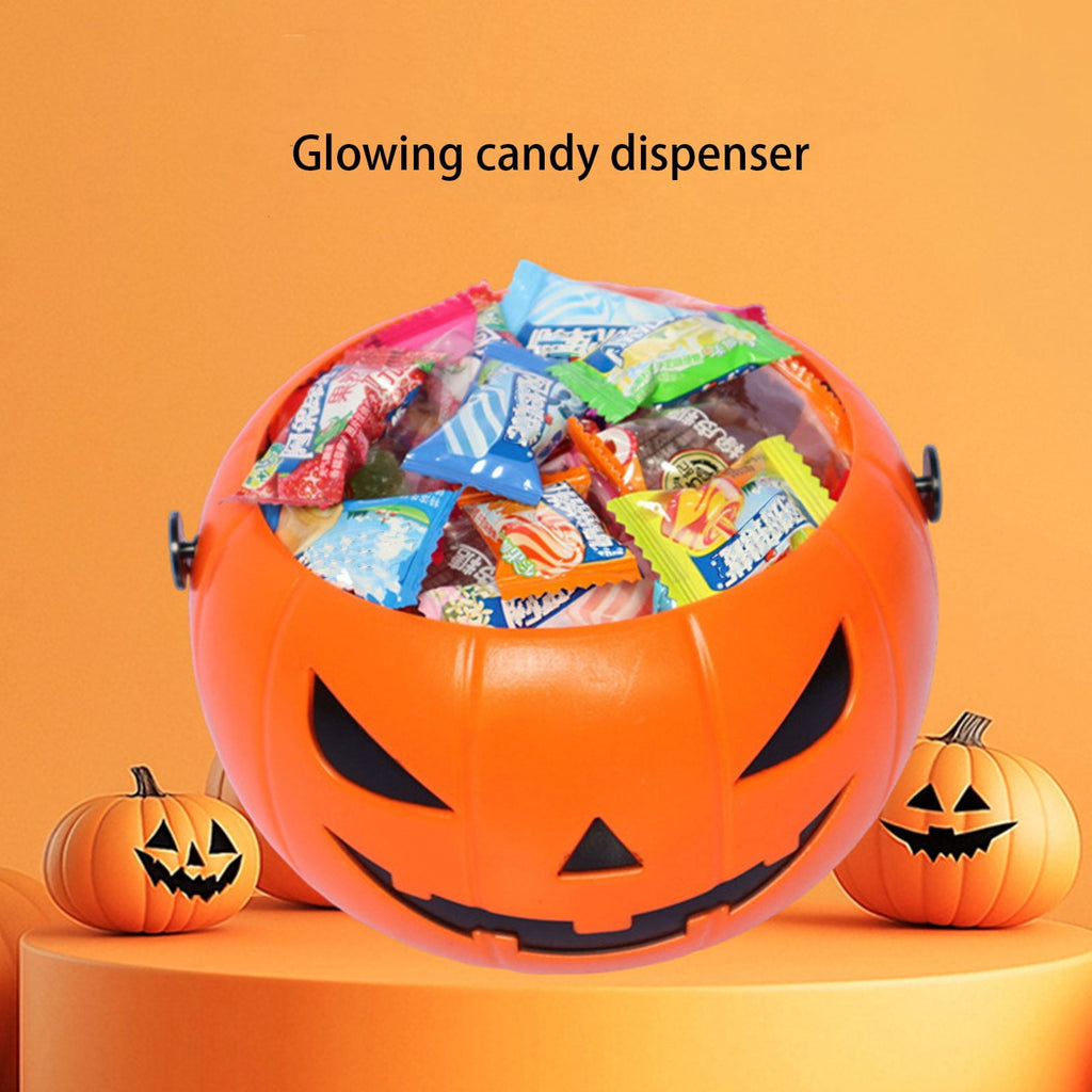Kyusrd Trick or Treat Halloween Lantern Pumpkin Decoration Lighted Table Centerpieces Ornaments Spooky Pumpkin Prop Decor Decorative Wedding Candy Bowl Organizer Canisters