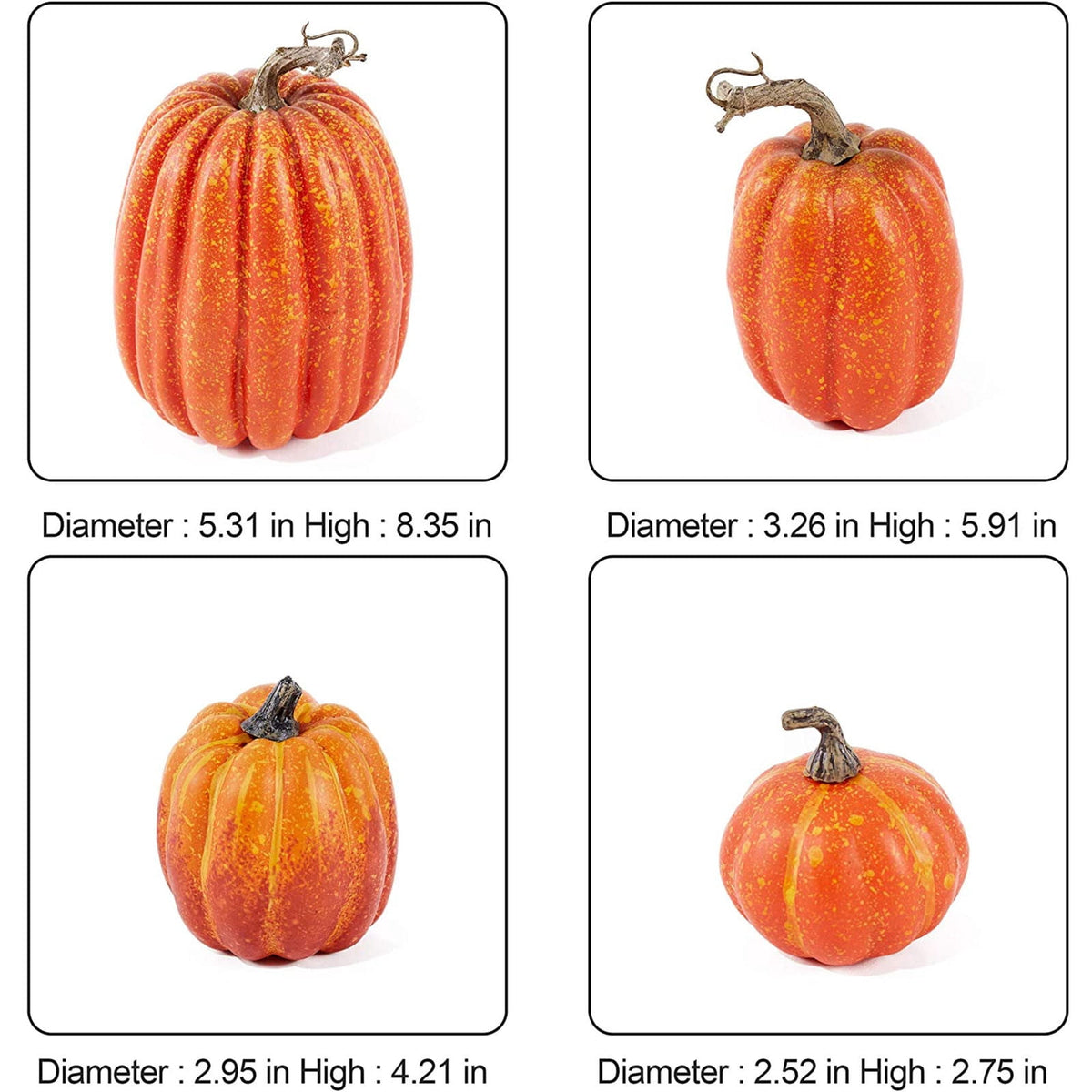 7PCS Pumpkin Decor Set for Fall and Halloween, Artificial Foam Pumpkins in Orange for Indoor and Outdoor Decor for Thanksgiving Table Centerpieces, Wedding Decorations and DIY Crafts