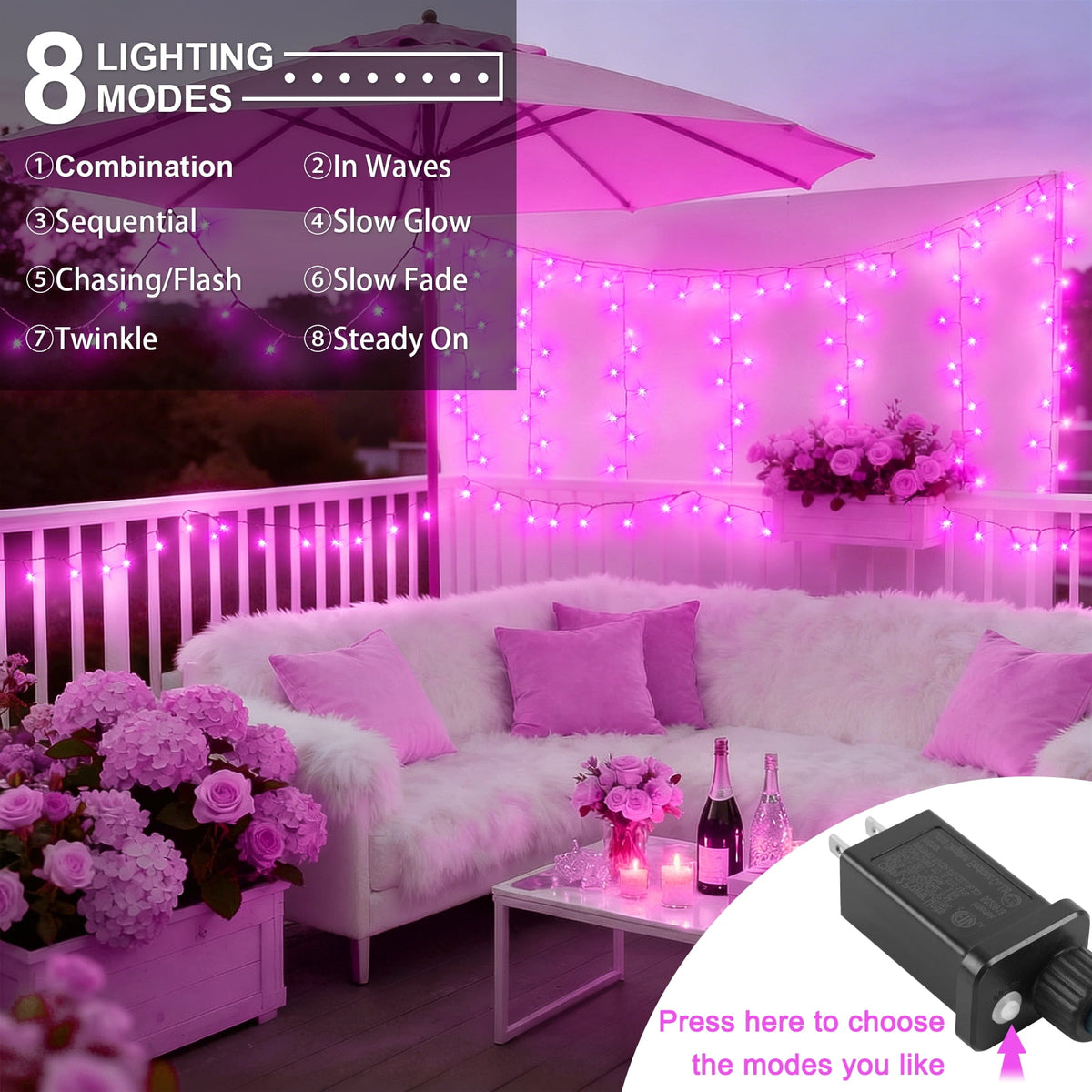 Scidweet Halloween String Lights, 105 FT 300 LED Twinkle Fairy Lights for Indoor Outdoor Halloween Decorations, Purple