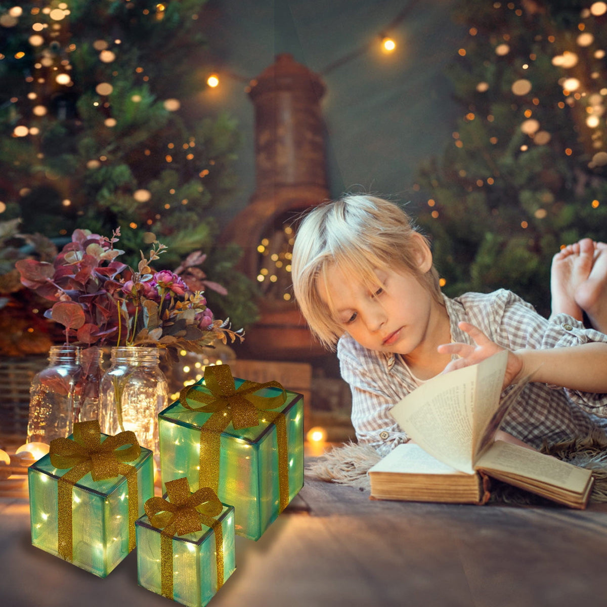 YSGFHGJW Halloween Thanksgiving Artificial Pumpkin Tree Decoration, Light Up with LED Lights, Fall Decor for Dining Table Living Room Porch