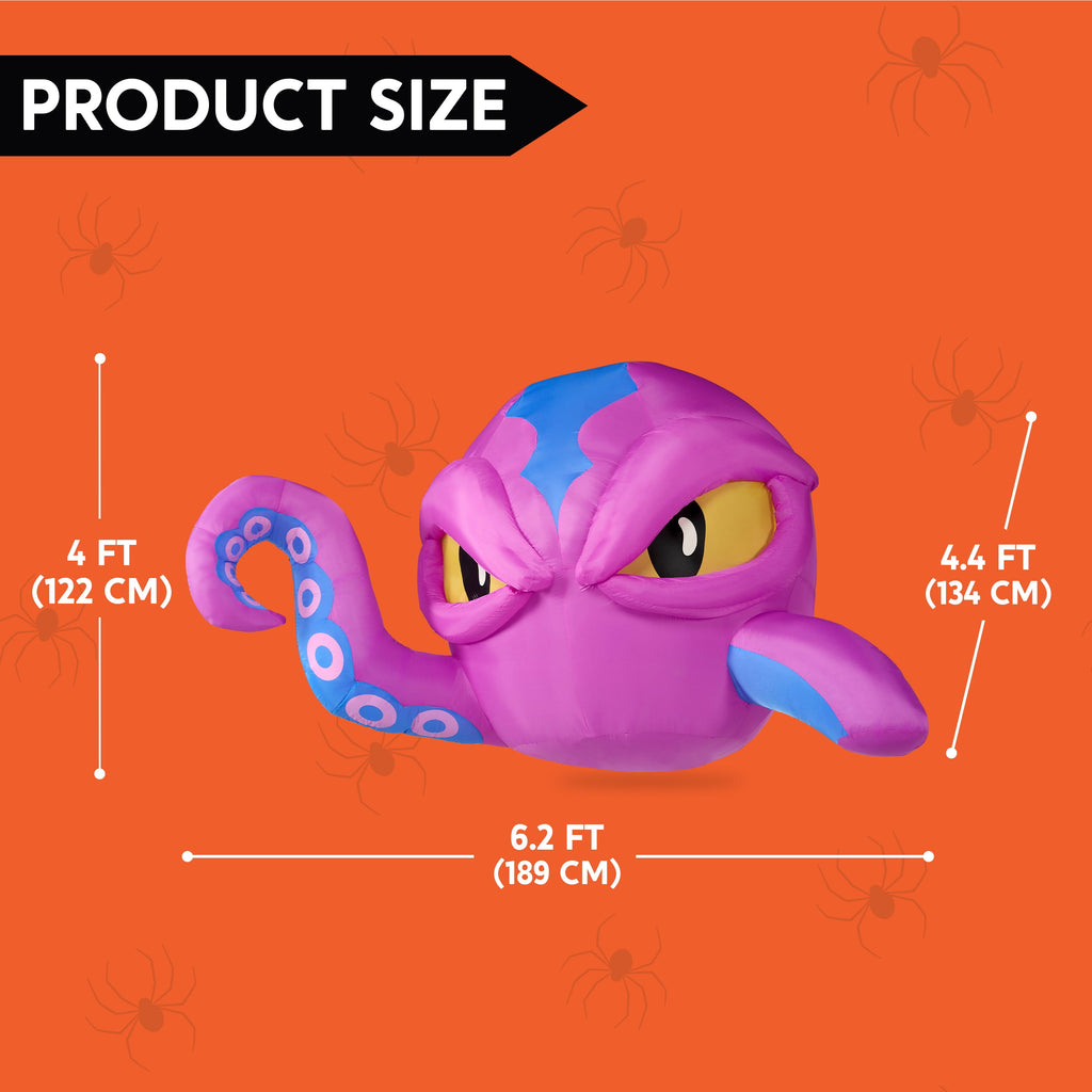 Joyfy 4 FT Halloween Inflatable Purple Octupos Head with Tentacles Broke Out from Window with Built-in LED Blow Up Inflatable for Window Decoration Yard Garden Lawn Decor