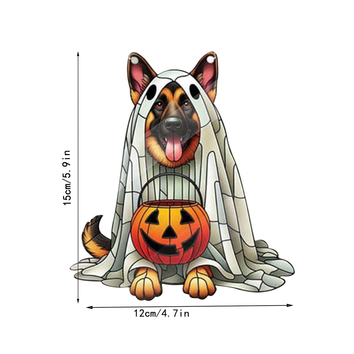Deeceymbur Halloween Window Hanging Acrylic Pumpkin Dog Decoration Spooky Home and Window Decor A