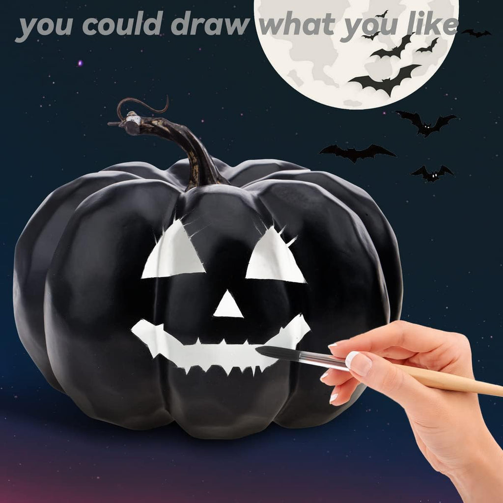 Halloween Artificial Fake Black Foam Pumpkins Autumn Fall Harvest Farmhouse Table Kitchen Thanksgiving Party Realistic Photography Props