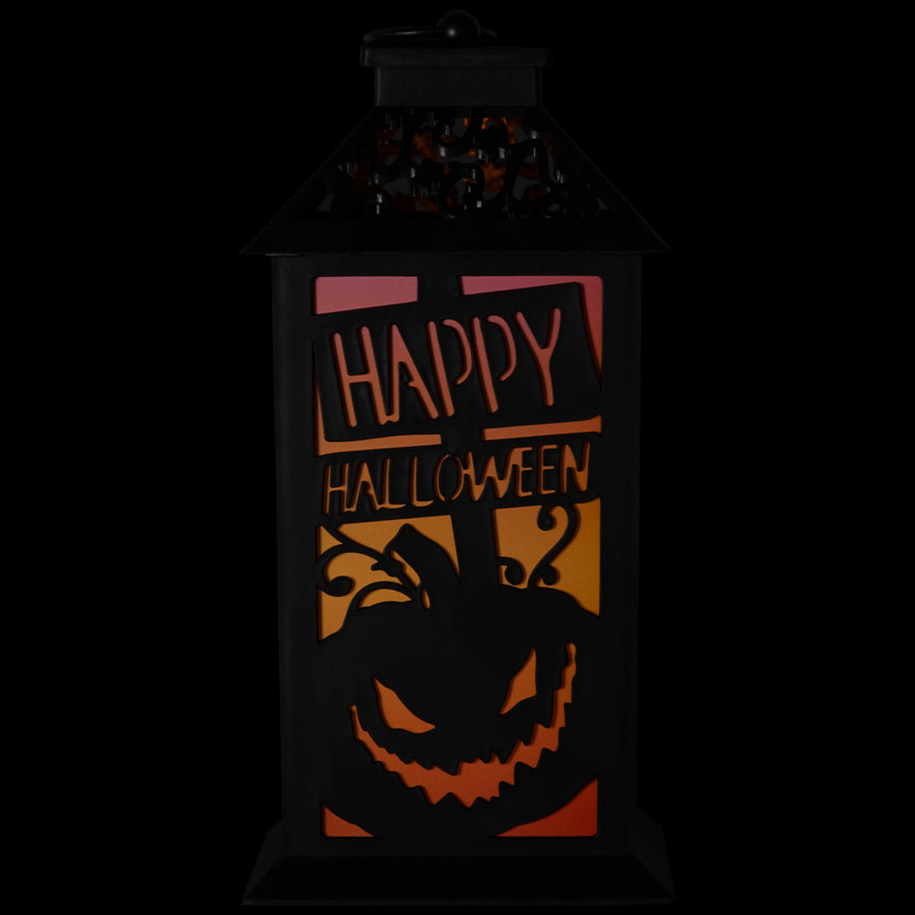 Northlight LED Lighted Jack-O-Lantern Happy Halloween Lantern - 11" - Black
