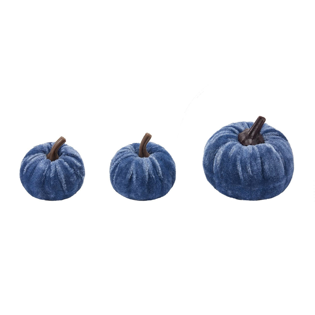 Bazyrey Velvet Pumpkins Fake Mini Pumpkin,Halloween Decor 12pcs Artificial Fake Velvet Pumpkins Decoration for Fall(Blue+White),Happy Halloween Thanks Giving Day Autumn Decorations