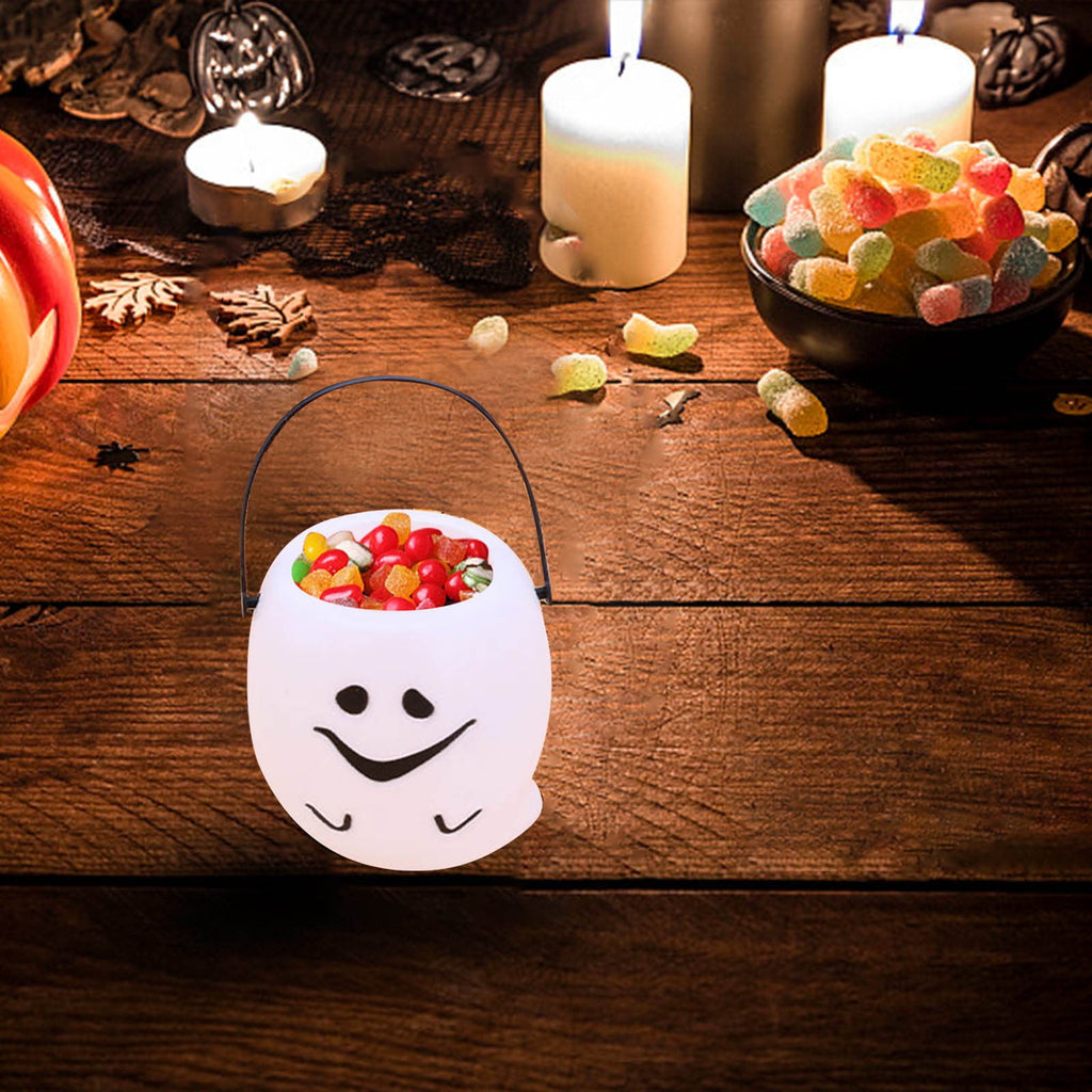 Kumdkd Halloween Pumpkin Bucket for Kids - Plastic Trick or Treat Candy Pail with Handle, Party Decor