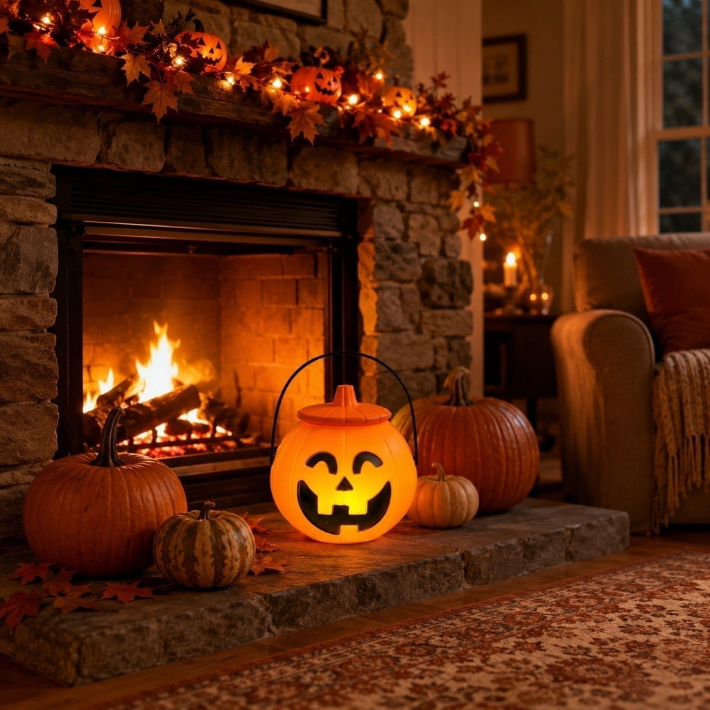 SCNOR Friendly Ghost Statue with Pumpkin Candy Bowl, 11.8 Inch Halloween Decoration for Outdoor Porch, Yard, Patio & Indoor
