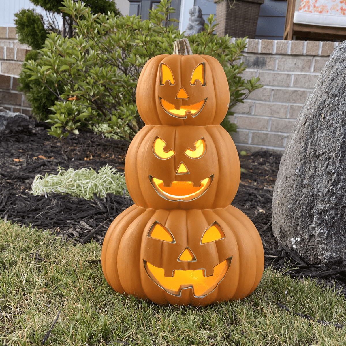 Gamexcel 14in Halloween Pumpkin Jack O Lantern With LED Bulb Indoor/Outdoor Pumpkin Party Decoration