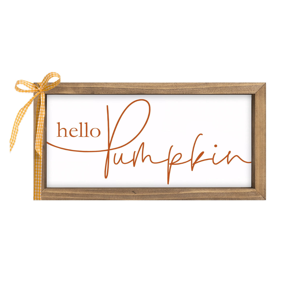11.8×6 Inch Hello Pumpkin Sign, White Wooden Fall Decorations for Home Farmhouse, Autumn Decor Indoor Table Wall Shelf Desk Mantle Office Rustic Thanksgiving Harvest Decorative Signage