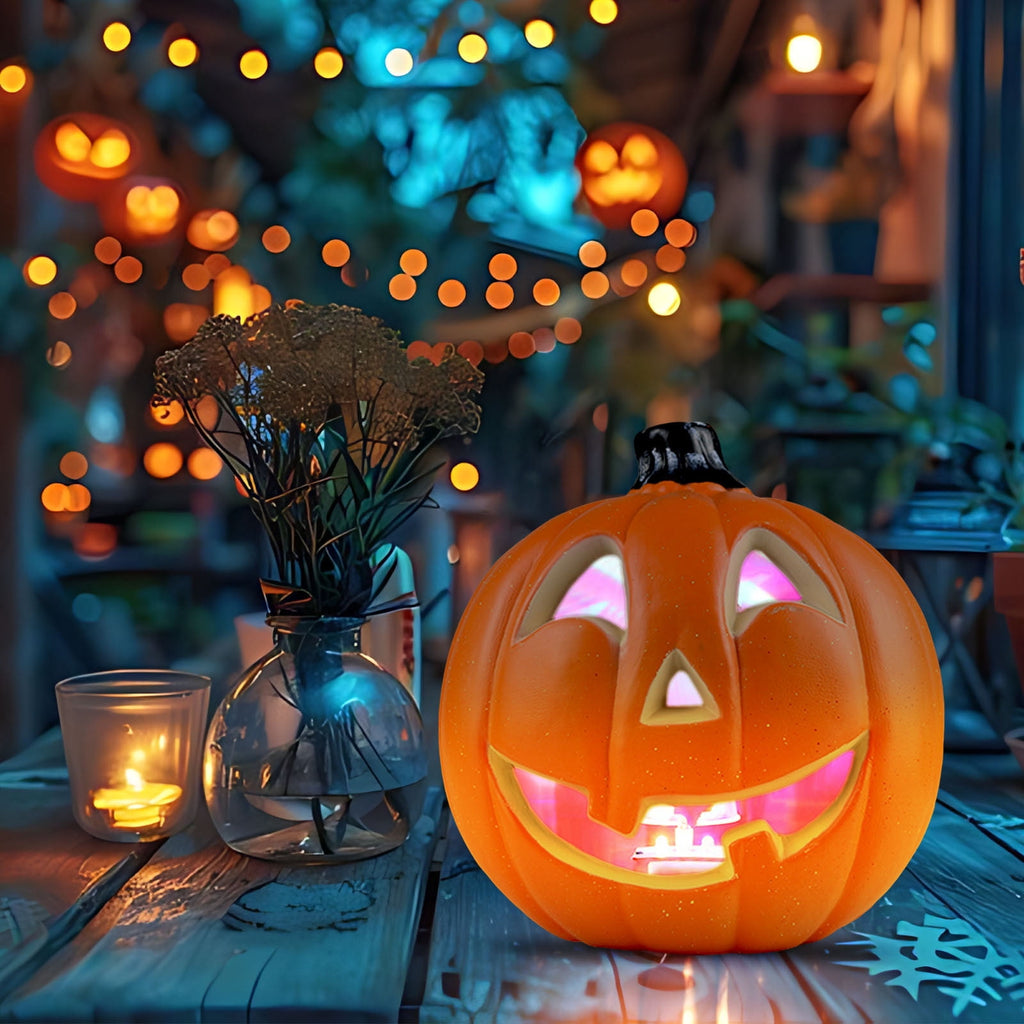 KQJQS Light Up Halloween Pumpkin Lantern, Pre-Lit LED Large Indoor Outdoor Decoration, Battery Operated Giant Pumpkin for Garden, Patio, Front Door Halloween Decor