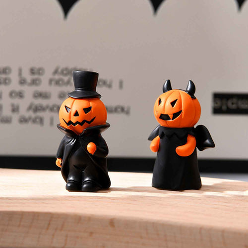 3 Pcs Miniature Halloween Pumpkin Witch Figurines Cute Resin Pumpkin Halloween Table Decor Devil Witch Pumpkin Decor Halloween Figurines Halloween Fairy Garden Accessories for Home Indoor Decor
