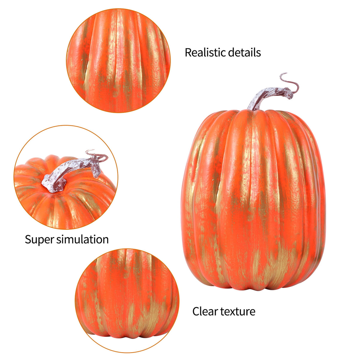 RUINIXCW 8 Inch Large Artificial Pumpkins Fall Decorations Thanksgiving Halloween Pumpkins Giant Fake Pumpkins Foam Pumpkins Autumn Harvest Home Decor