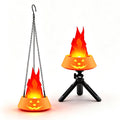 Artificial Pumpkin Flame Light, Halloween Flickering Flame, Rechargeable Hanging Flame Light for Halloween Christmas Party Festival Decoration(Orange with Red Flame)