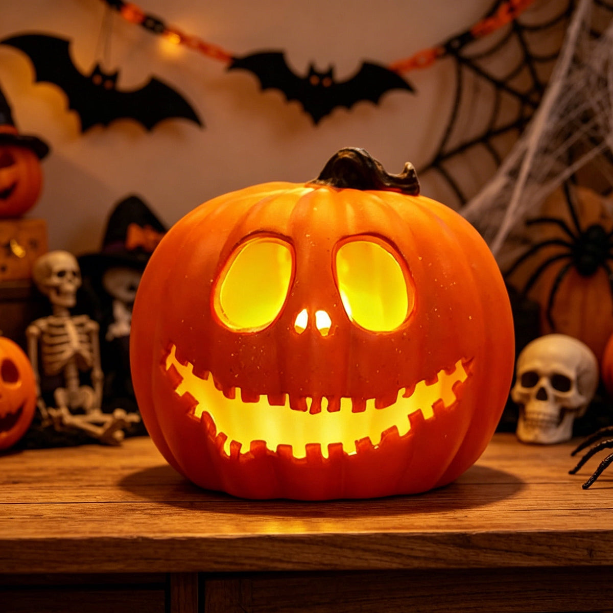 AuroraX Halloween Lighted Pumpkin Decoration Halloween Outdoor Pumpkin Decor Plastic Large Porch Waterproof Halloween Decorations for Yard Orange