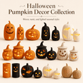 Aximioll Halloween Black Woven Jack-O-Lantern Pumpkin Decor, Hand Woven Rattan Wicker Style Statue, Trick or Treat Candy Bowl Lantern for Porch Entryway Fireplace Mantel Table, Black, 11 Inches