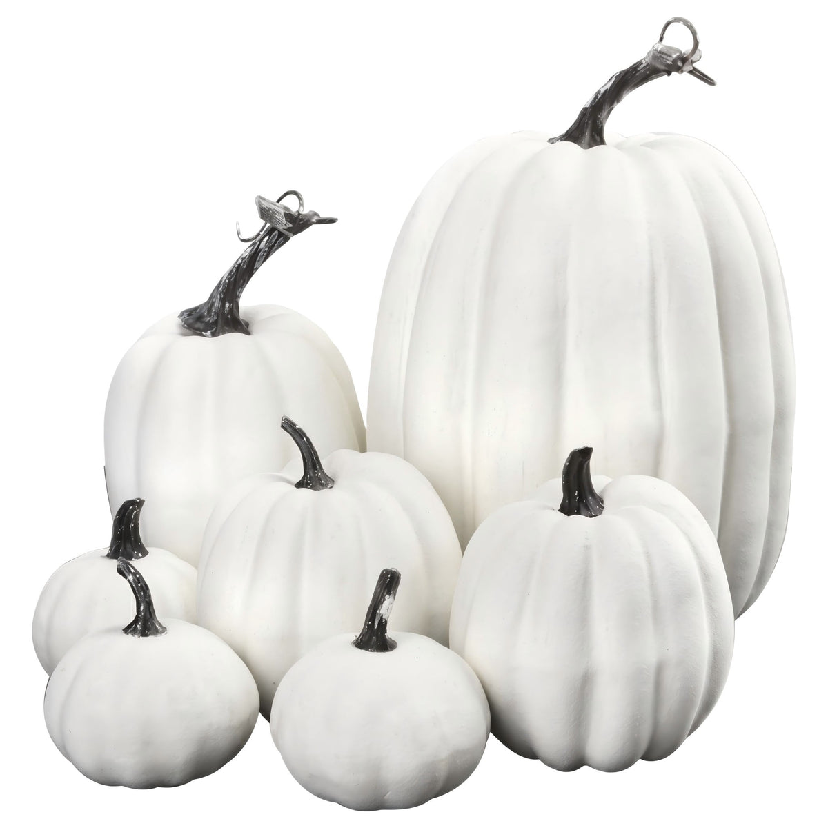 CQHVKQ 7PCS Fake Pumpkins Foam Decor Set, Fall Pumpkins Decoration from Sizes 1.9" to 7.5", Artificial Styrofoam Pumpkins for Table Centerpieces, Fall, Thanksgiving & Halloween DIY, Orange