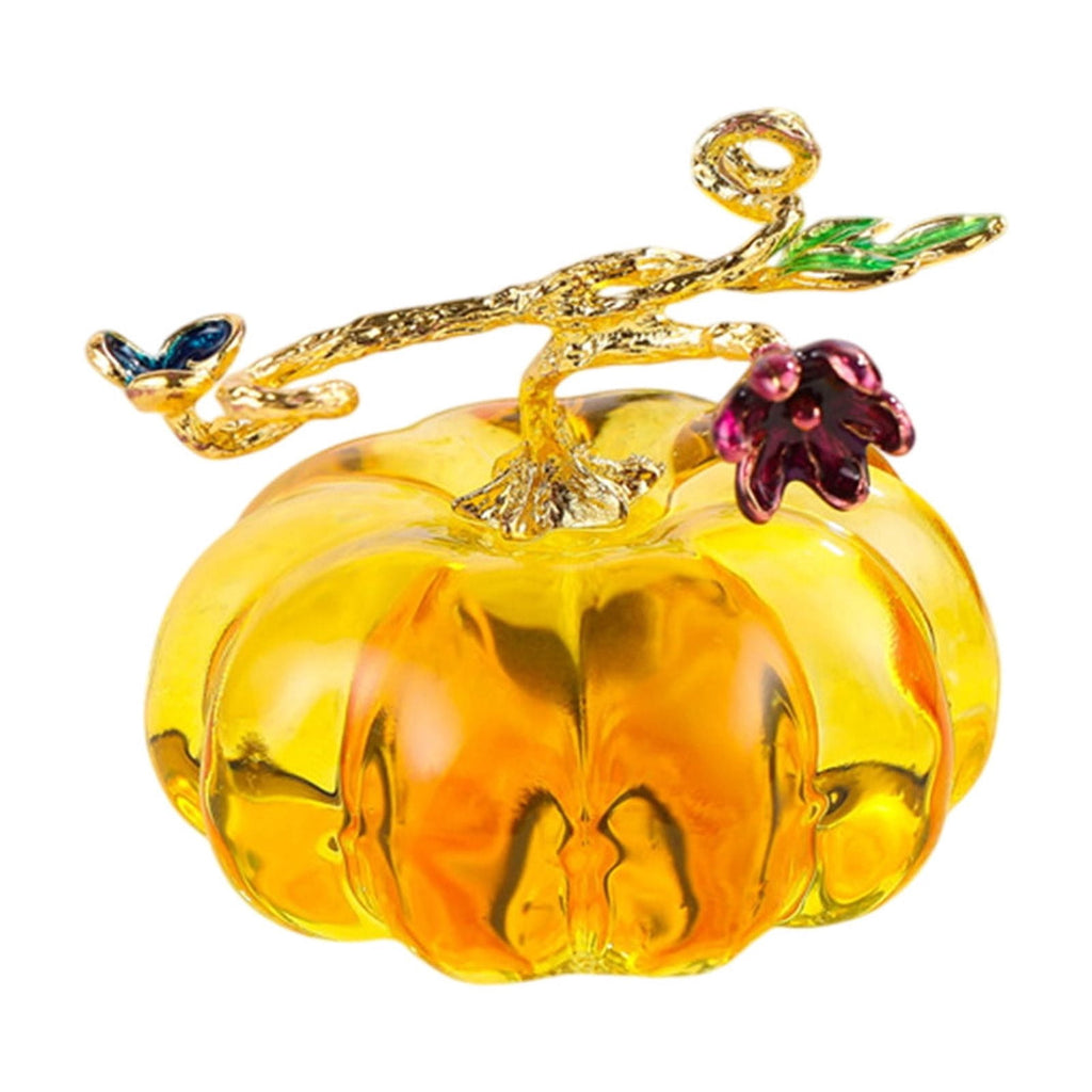 Chanana Mini Crystal Pumpkin Collectible Figurines, Hand Blown Glass Pumpkin Figurine, Glass Paperweight Tabletop Decorative Ornaments for Fall Harvest Thanksgiving Halloween Home Decor