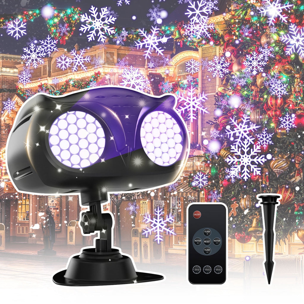 Christmas Snowflake Projector Light - Indoor Outdoor Holiday Projector Lights with Remote Control, IP65 Waterproof Double Head Landscape for Xmas Party New Year Wedding Home Garden