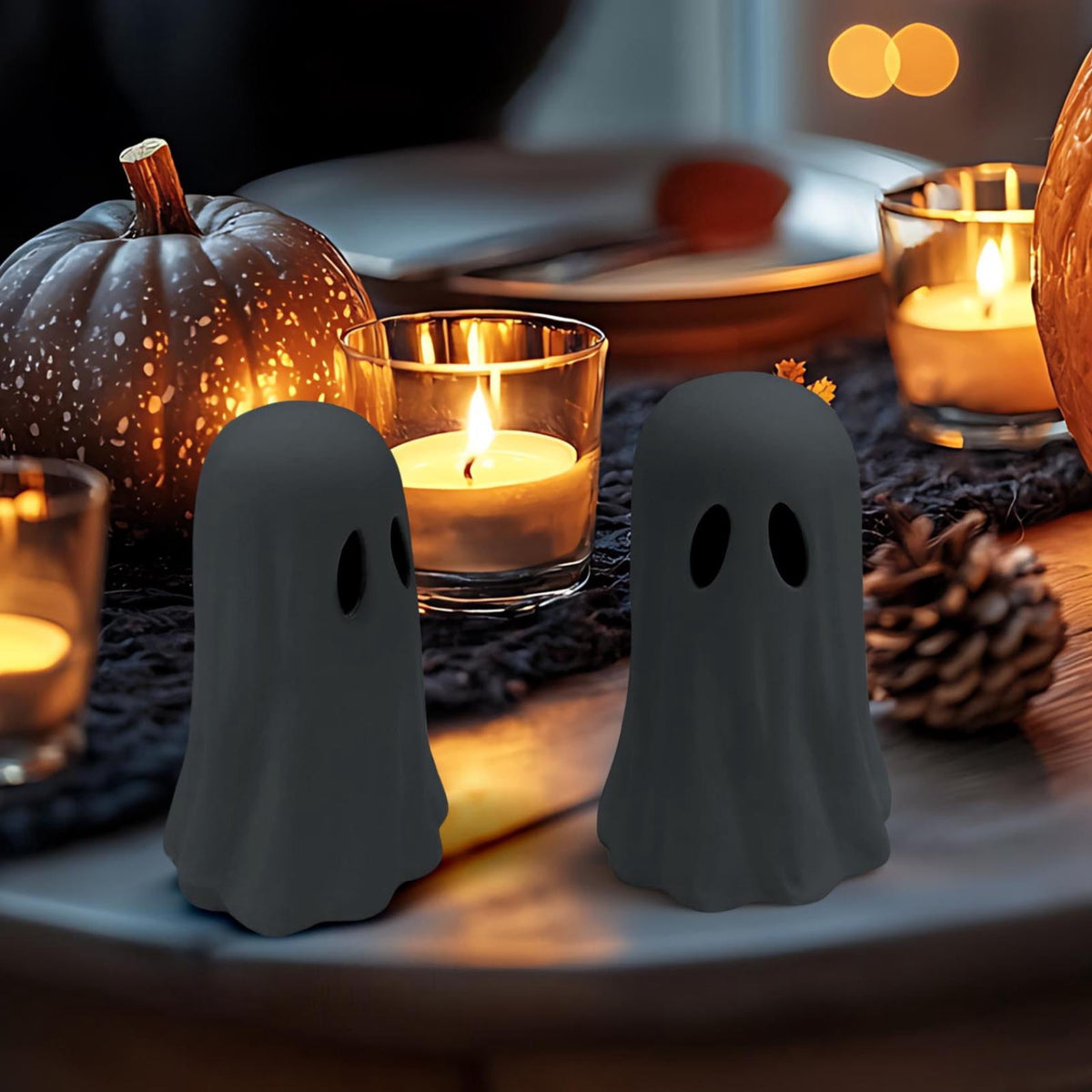Fall Halloween Decorations -Handmade Terracotta Pumpkin Jack O' Lantern Outdoor Indoor -Cute Halloween Autumn Farmhouse Table Festival Decoration for Home Porch Front Door Mantel Room