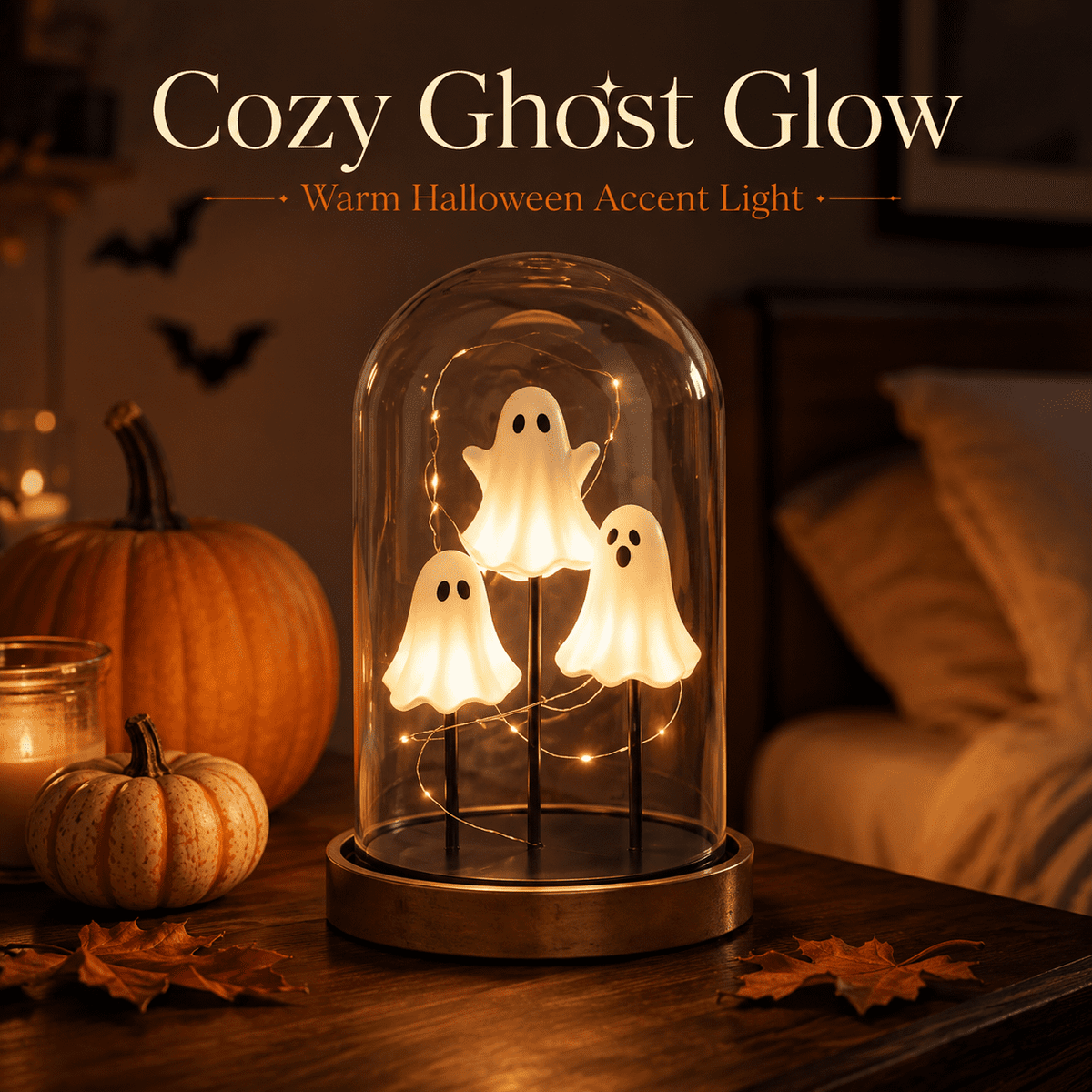 Diceymbol 11.81 Inch Halloween Ghost Night Light, Witch Hat Ghost Lamp with Jack O Lantern, Halloween Decorations Indoor for Table Mantel Party Decor