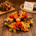 Fall Maple Leaf Front Door Wreath, Multicolor Plastic Seasonal Wreath for Halloween Thanksgiving Christmas Indoor Wall Fireplace Home Decor, 9.84 Inch