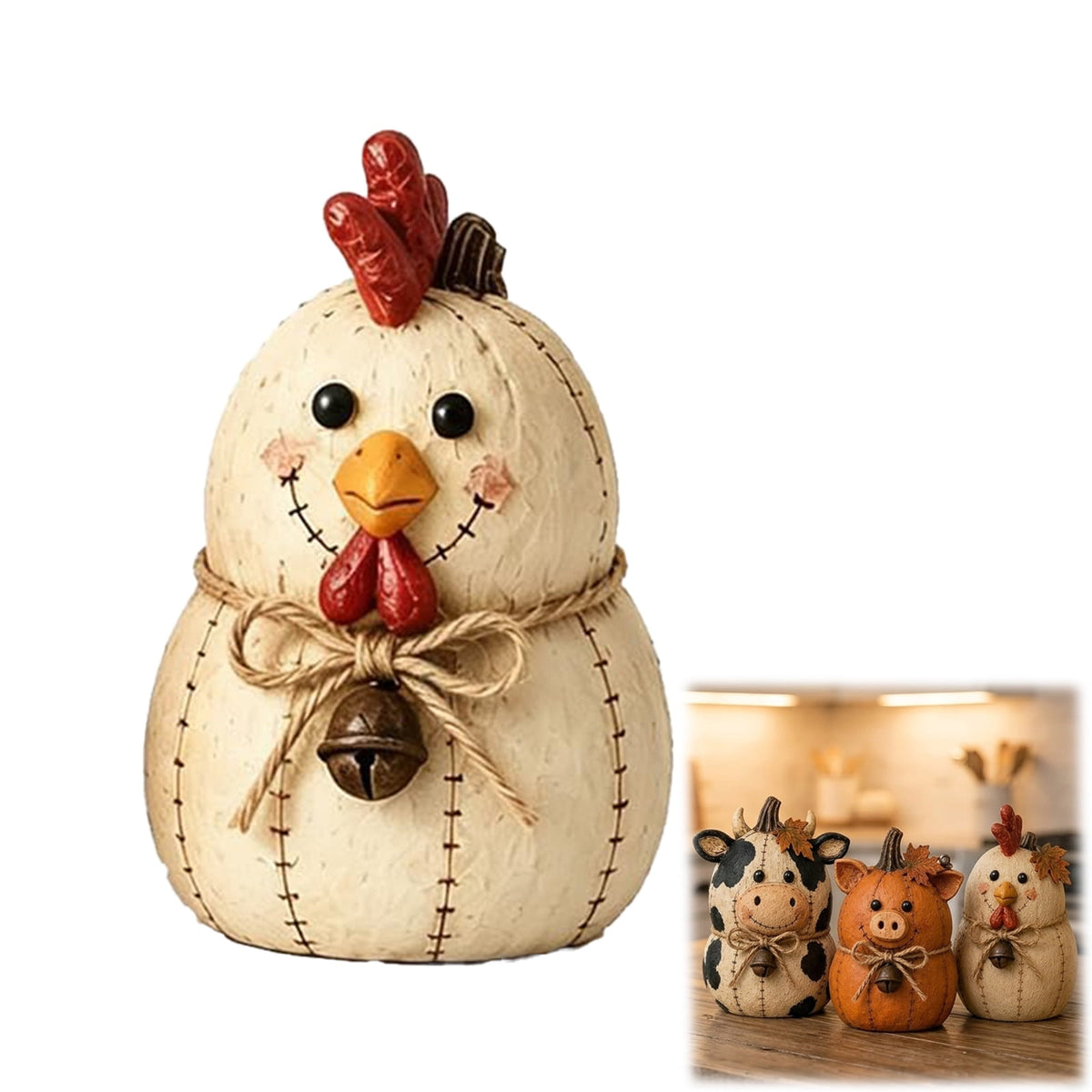 Farmhouse Decor, Farmhouse Fall Decor, Pumpkin Decor Set, Rustic Farm Animal Pumpkin Ornaments for Mantel Shelf Table Centerpiece (Dairy cow)