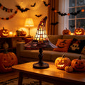 Fuebueo Halloween Witch Hat Lamp 11.81 Inch, Stained Glass Tiffany Style Table Lamp for Bedroom Nightstand, Gothic Witchy Halloween Decorations for Home Living Room
