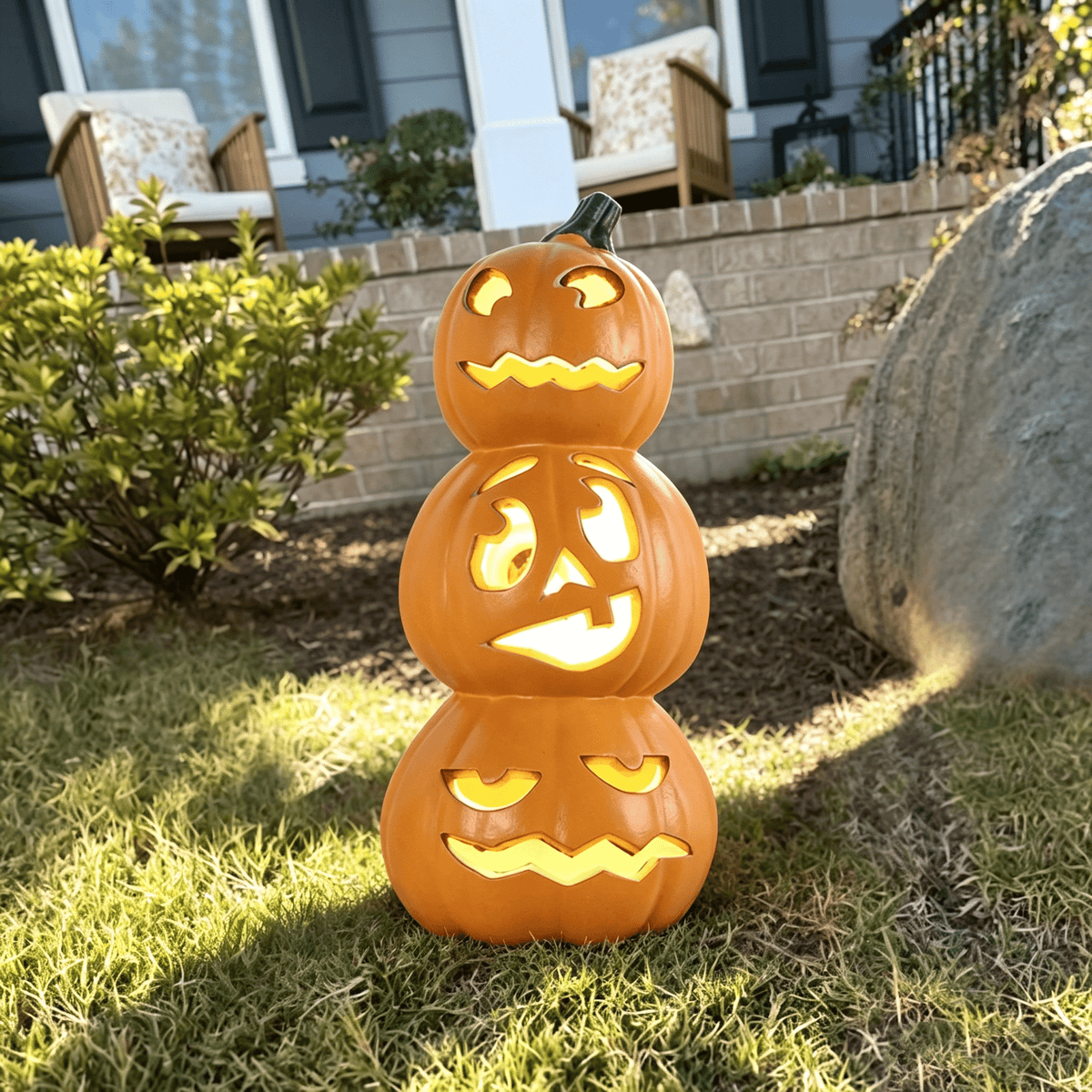 Gamexcel 14in Halloween Pumpkin Jack O Lantern With LED Bulb Indoor/Outdoor Pumpkin Party Decoration