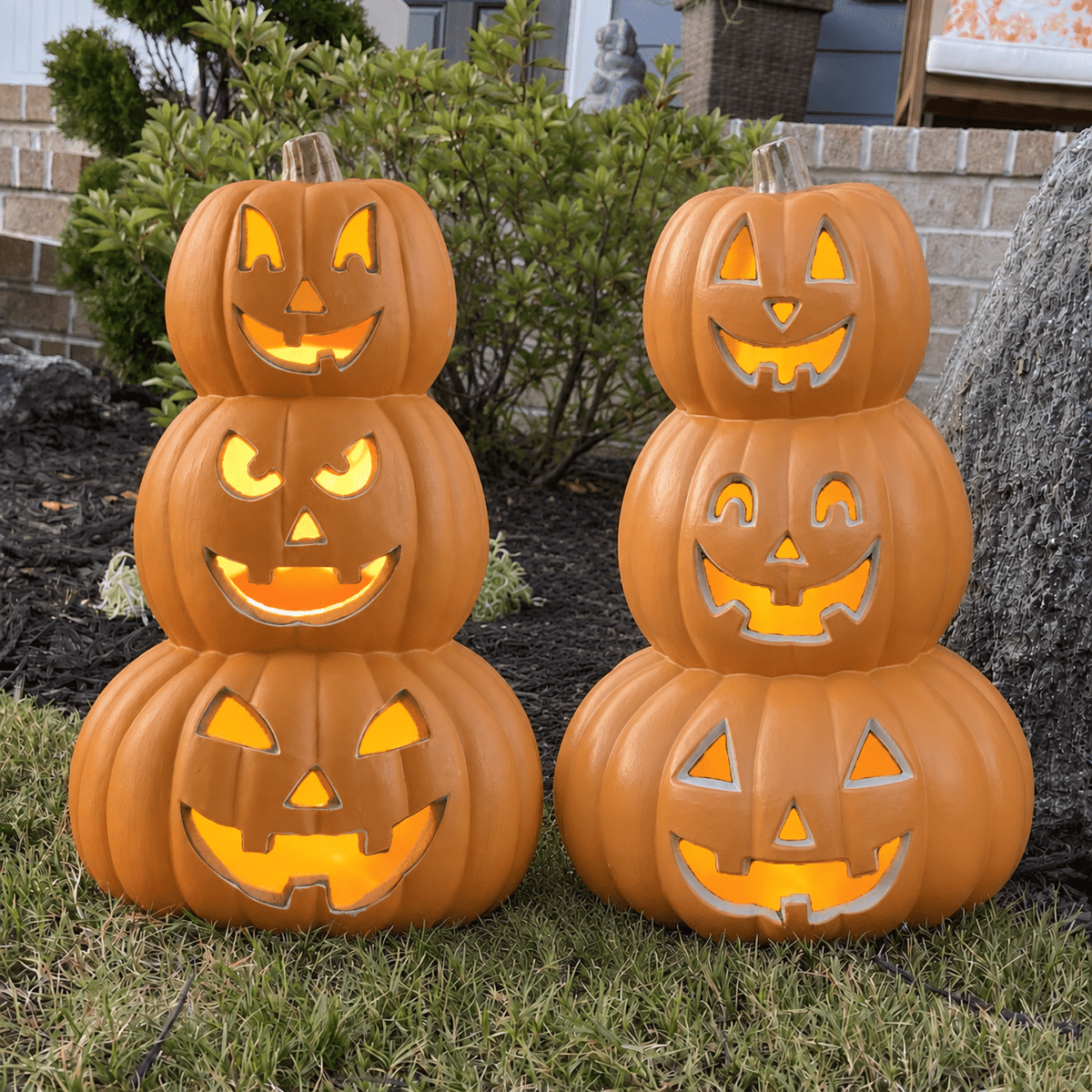Gamexcel 14in Halloween Pumpkin Jack O Lantern With LED Bulb Indoor/Outdoor Pumpkin Party Decoration