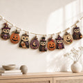 Garland Witch Owl Pumpkin Wooden Mantel Wall Hanging Halloween Home Decor