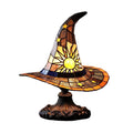 Guodhu Witch Hat Table Lamp Halloween Glowing Resin Ornament Mini Night Light for Bedroom Shelf Spooky Decor with LED(Multicolor)