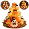 Halloween Ghost Pumpkin LED Candle, Halloween Tabletop Decor with Flickering Warm Light