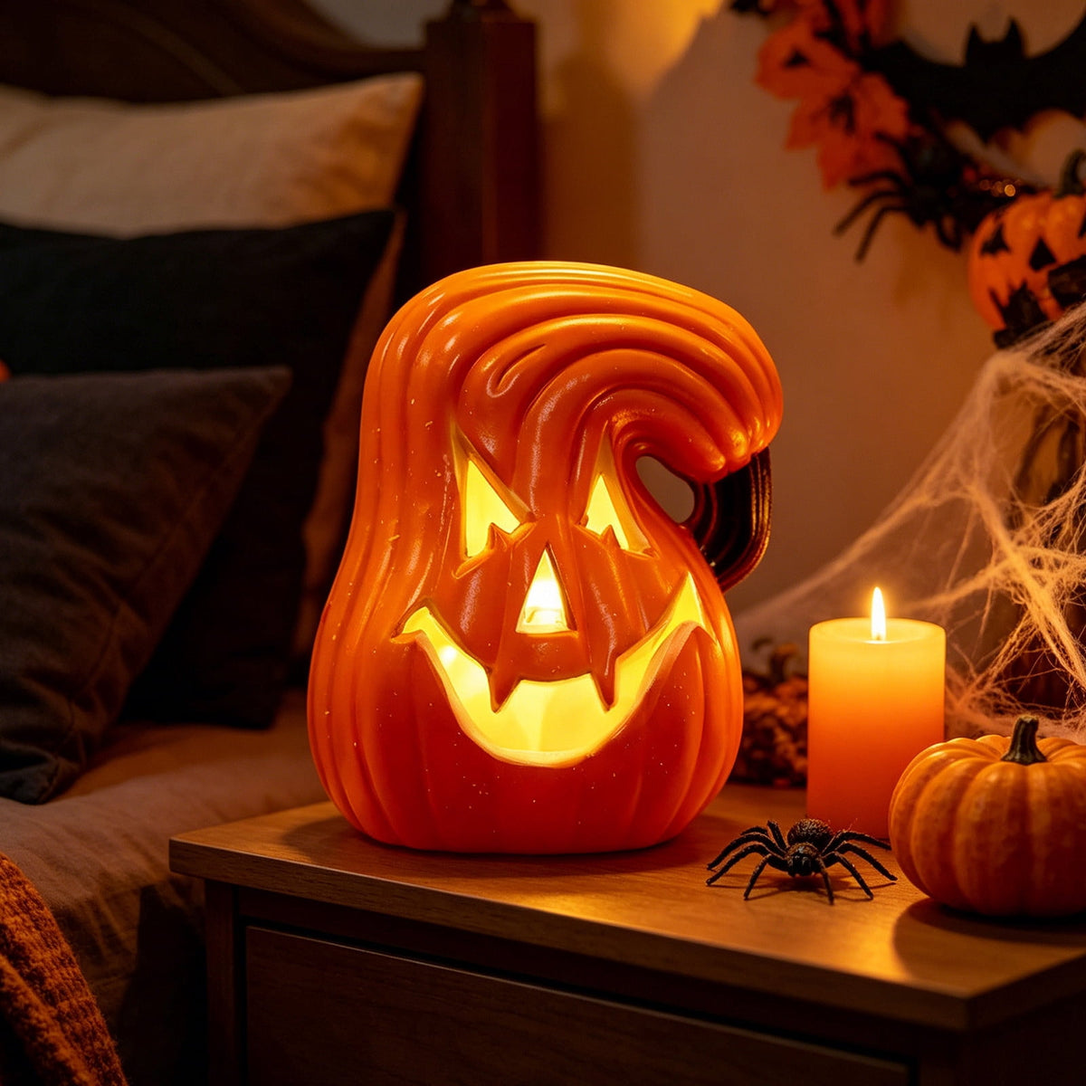 Halloween Lighted Pumpkin Decoration, Glowing Jack o Lanterns, Large LED Pumpkin Lamp with Warm Glow, Outdoor Yard Porch Halloween Decor, Holiday Display Ornament for Home Party