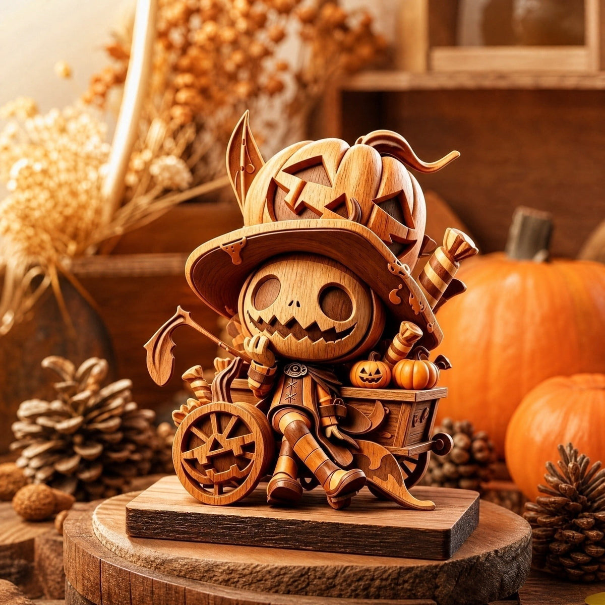 Halloween 2D Wooden Decoration, Ghost Pumpkin Cafe Tabletop Decor with Spooky Tavern Scene Design, Halloween Home Decor for Shelf Mantel Desk Display, Fall Decor and Seasonal Home Decorations
