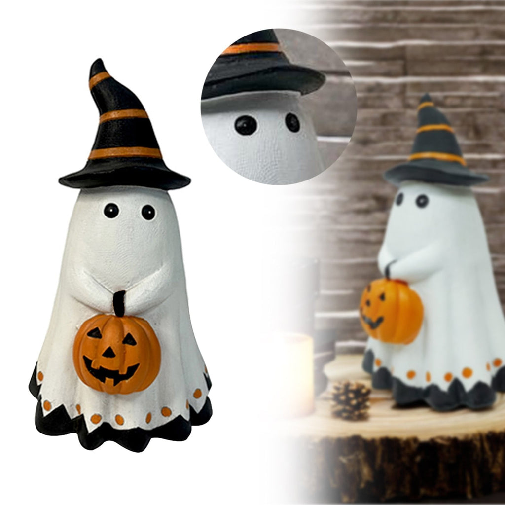 Halloween Pumpkin Ornament Clearance Halloween Ornament Ceramic White Figurines Resin Halloween Ornaments Halloween Sculpture Decor for Bedroom Living Room