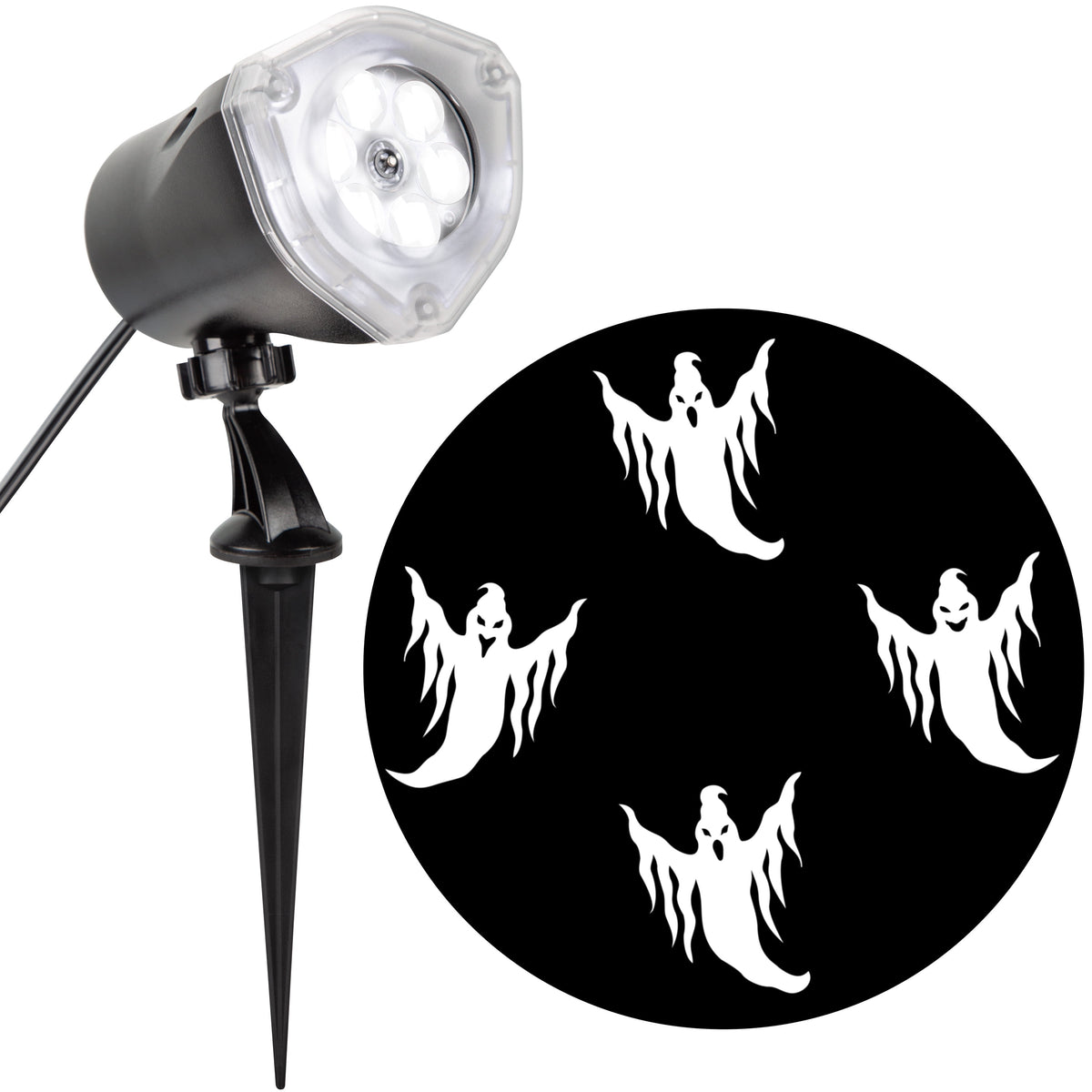 Halloween Whirl-a-Motion Ghost LED Projector Lights by Lightshow Brand Outdoor Décor, 11.5 in
