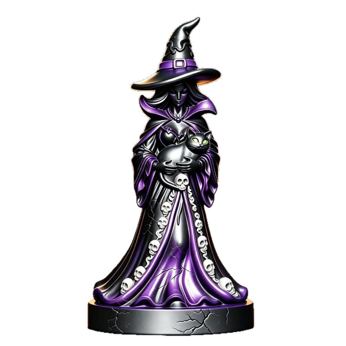 2026 New Halloween Mossy Tree Witch With Crow Light Up 7" Resin Figurine Rave Mantel Shelf Party Decorations