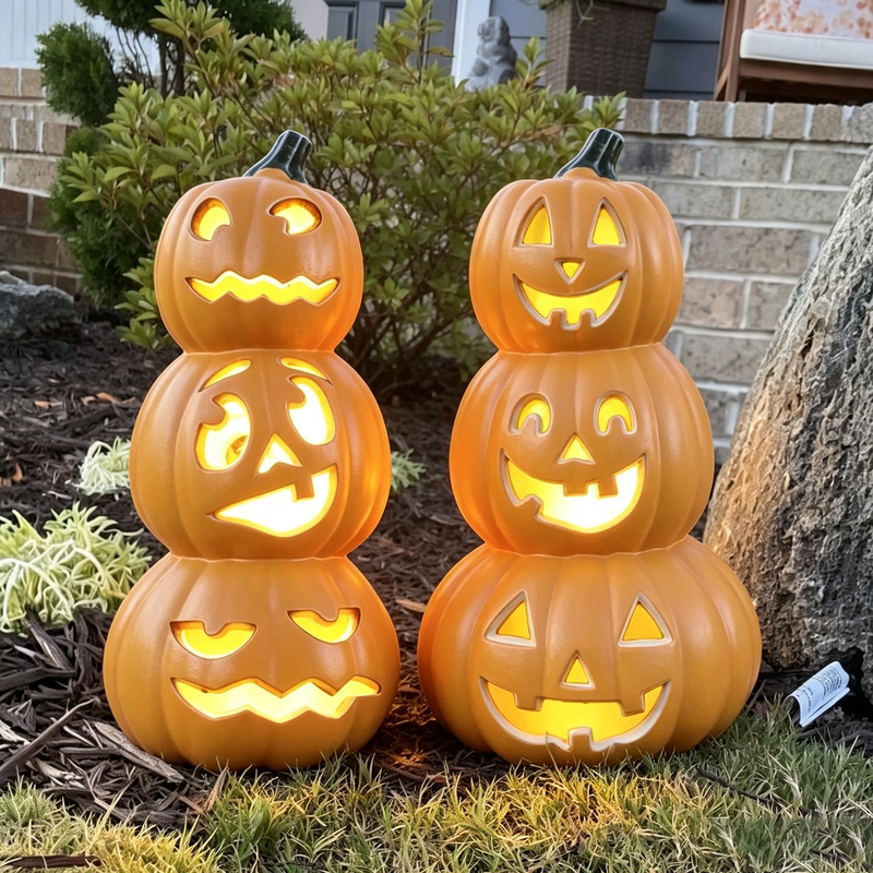 Gamexcel 14in Halloween Pumpkin Jack O Lantern With LED Bulb Indoor/Outdoor Pumpkin Party Decoration