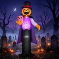 Joyfy 12 ft Giant Halloween Inflatable Pumpkin Ghost Vampire with Skull Decoration with Built-in LEDs,Ghost Halloween Decorations Outdoor Blow Up Yard Lawn Decoration