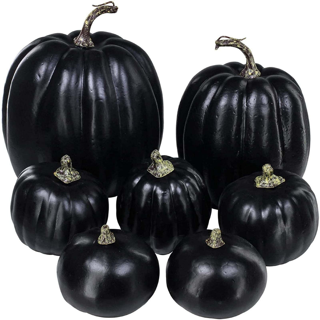 LSLJS Halloween Pumpkin Decorations, 8 Pack Different Size Artificial Lifelike Pumpkins Fall Crop Pumpkins Ornaments,Havest Pumpkin Simulation Model For Home Garden, Thanksgiving, Halloween