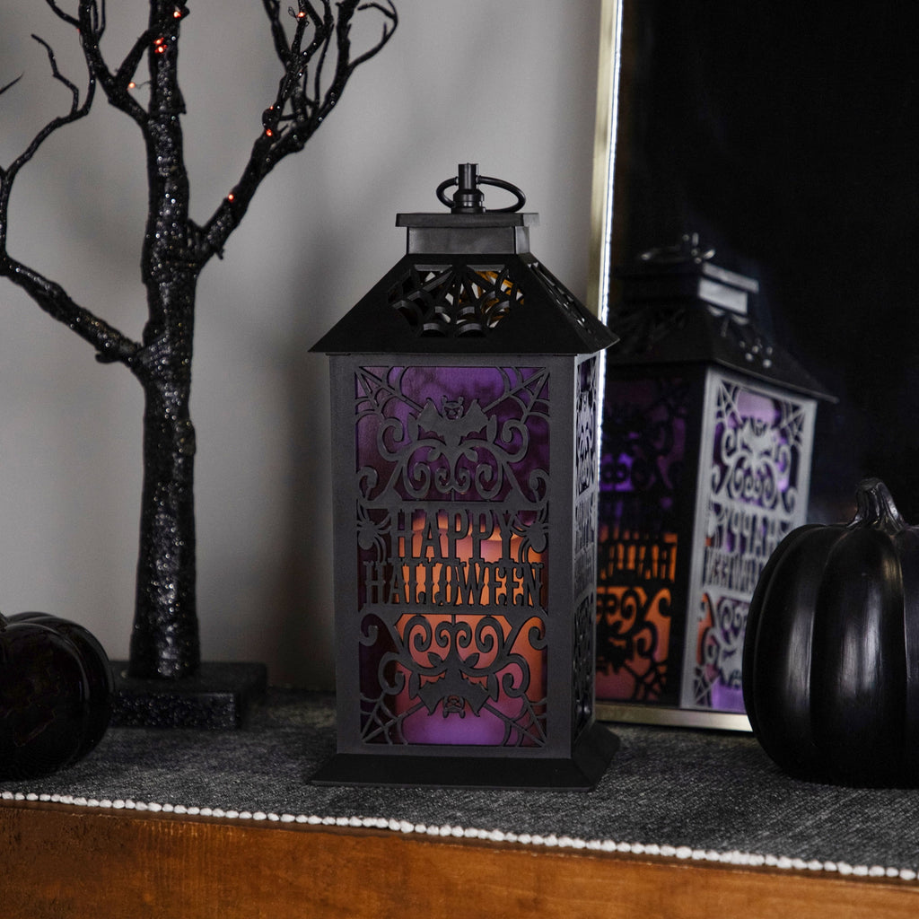 Northlight LED Lighted Bats "Happy Halloween" Candle Lantern - 11"