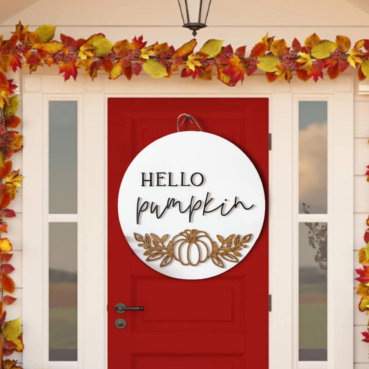 PEONAVET Thanksgiving Garland Pumpkin Decoration Door Panel Wooden Crafts Home Decoration Hanging Holiday Decoration on Clearance