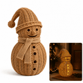 Rattan Snowman Christmas Tabletop Decor, Hand‑Woven Snowman Figurine with Hat and Scarf, Rustic Holiday Ornament for Mantel Shelf Home Decoration