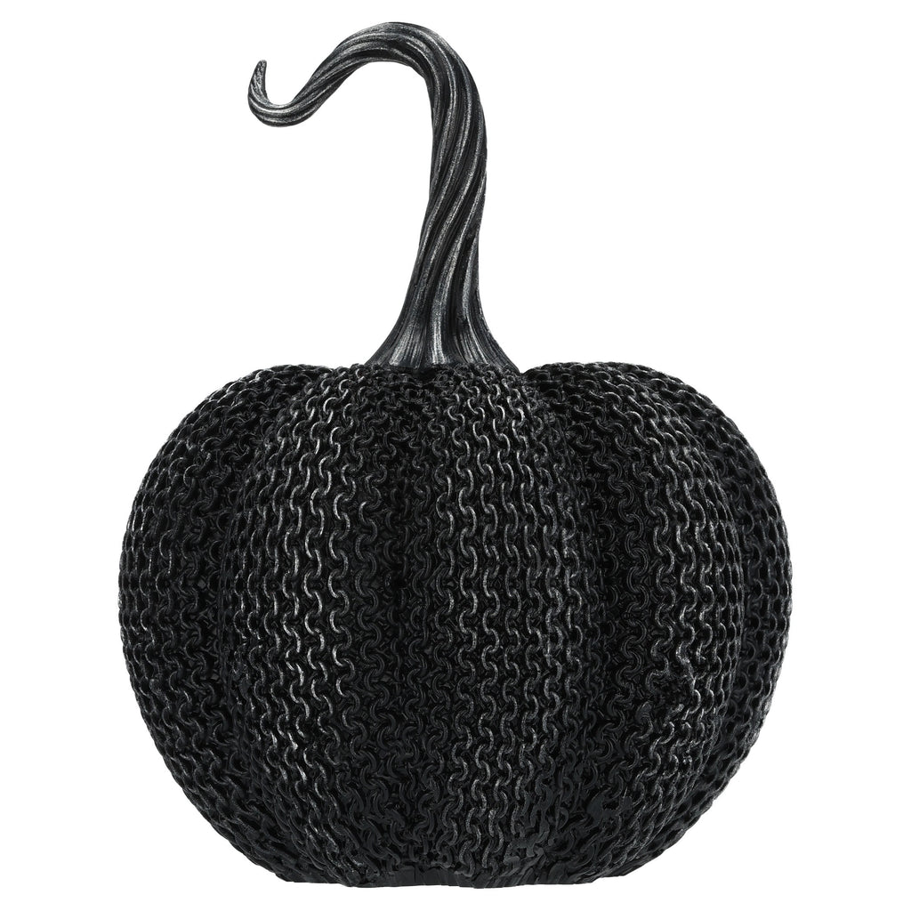 Resin Textured Pumpkin Decoration, Black, 7.9", Halloween by Way To Celebrate