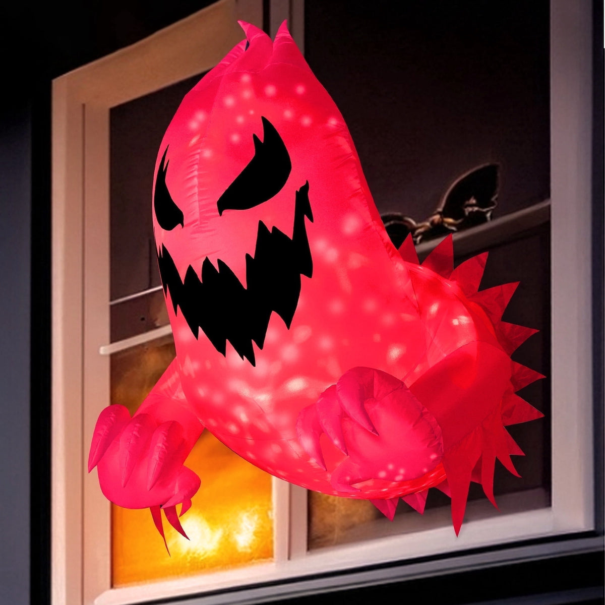 Joyfy 4 FT Halloween Inflatable Purple Octupos Head with Tentacles Broke Out from Window with Built-in LED Blow Up Inflatable for Window Decoration Yard Garden Lawn Decor
