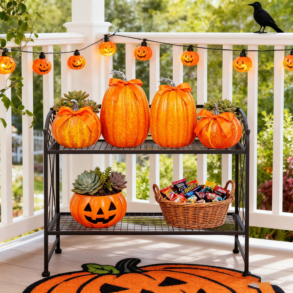 YOYTOO 7 Pcs Artificial Fake Pumpkins Fall Decoration, 4 Sizes, DIY Foam Pumpkins for Halloween Autumn Harvest Thanksgiving Table top House Dining Table Party Decoration (Orange)