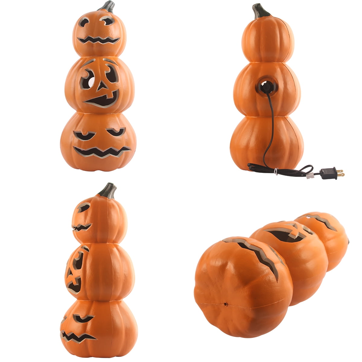 Gamexcel 3 Pack Light Up Jack O Lantern Pumpkins, 10/14/16 in Waterproof LED Halloween Decorations for Indoor Outdoor Porch Yard