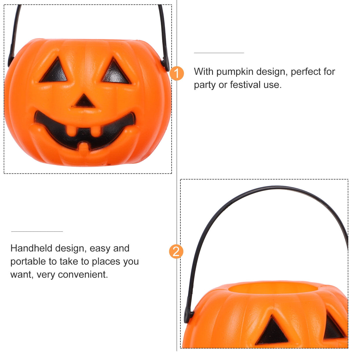 Pumpkin Candy Bucket 8pcs Plastic Pumpkin Candy Bucket Children Pumpkin Candy Pail Holder for Halloween Party Decoration Orange