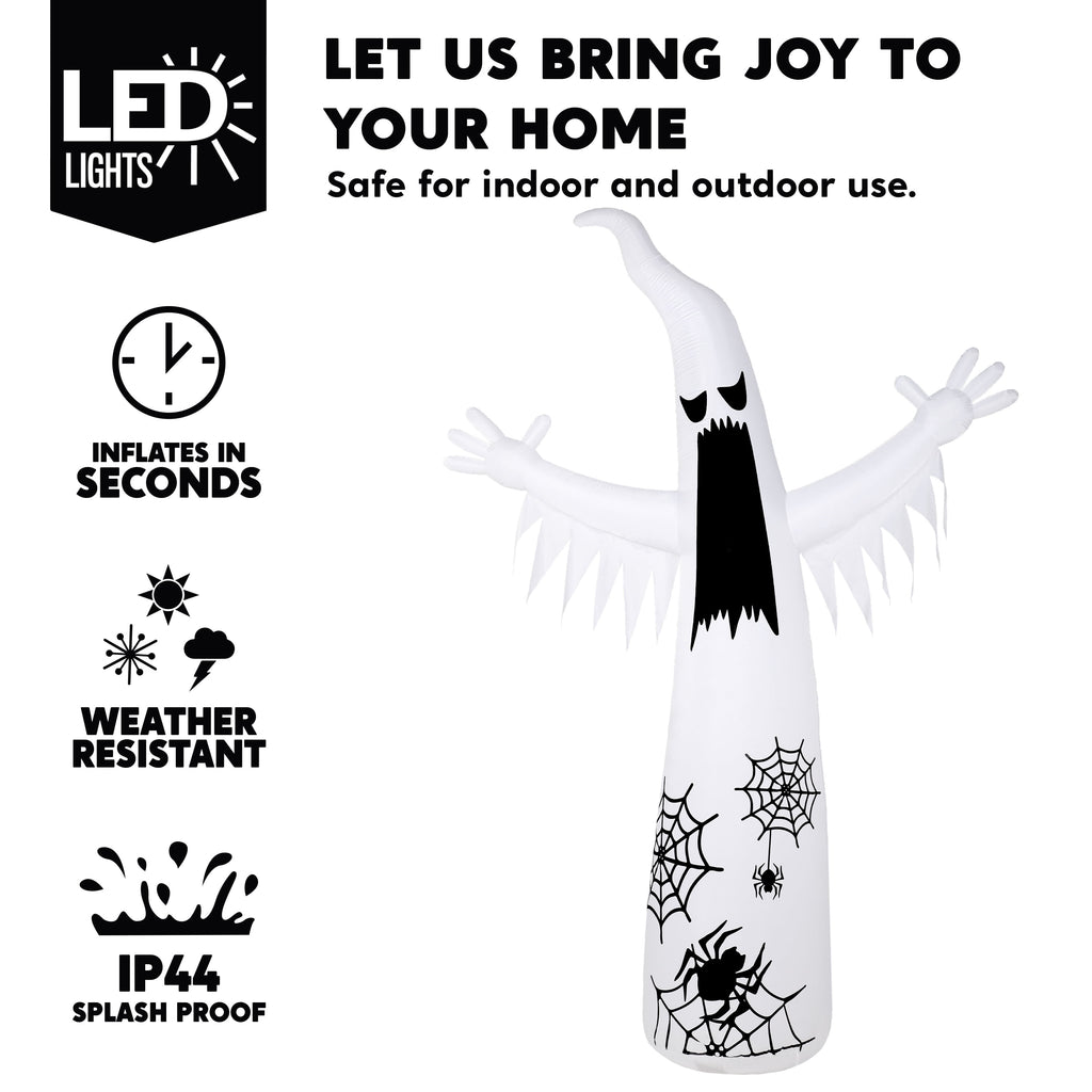 Joyfy 12ft Halloween Ghost Inflatable,Giant Ghosts inflatables with Build-in LEDs Outdoor Decorations,Blow Ups Halloween Yard Inflatables